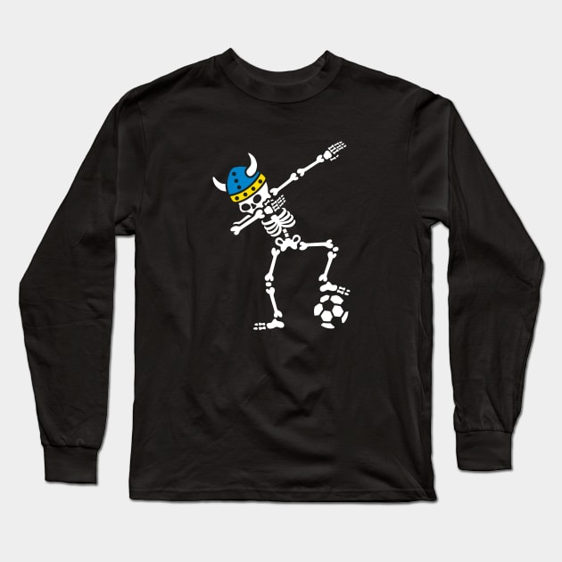 Sweden dab dabbing skeleton soccer football Long Sleeve T-Shirt by LaundryFactory